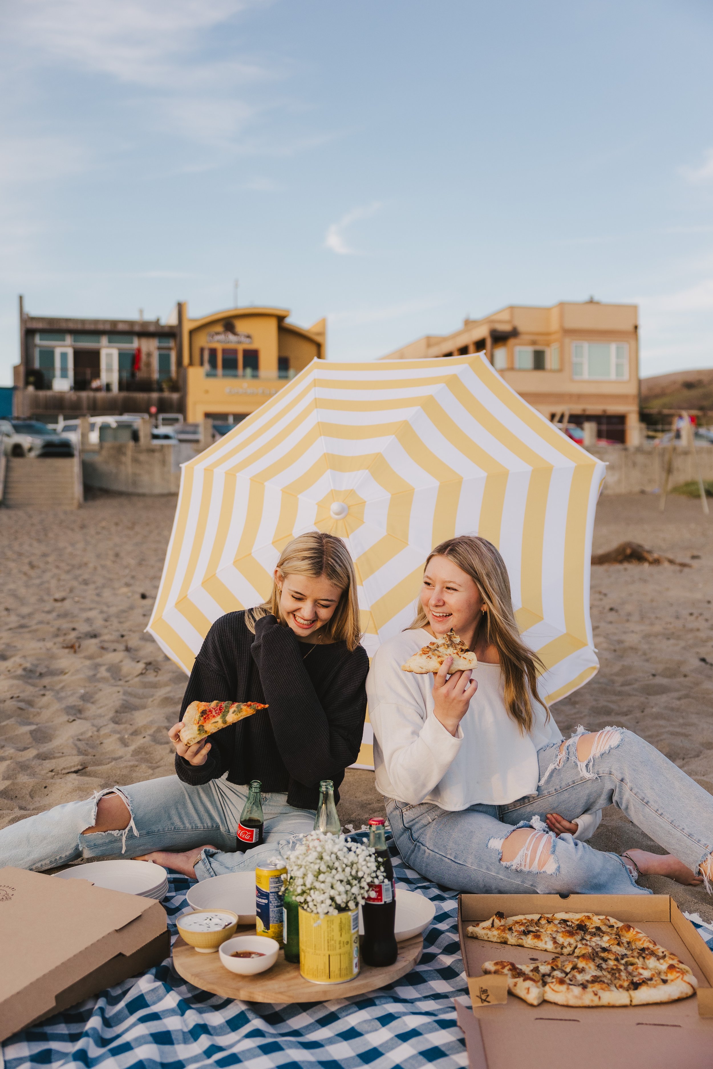 Pizza picnic on the beach